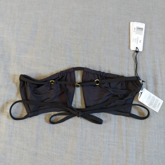 WeWoreWhat Ruched Bandeau Halter Bikini Top High Waisted Tie Riviera Bottom - Picture 6 of 12